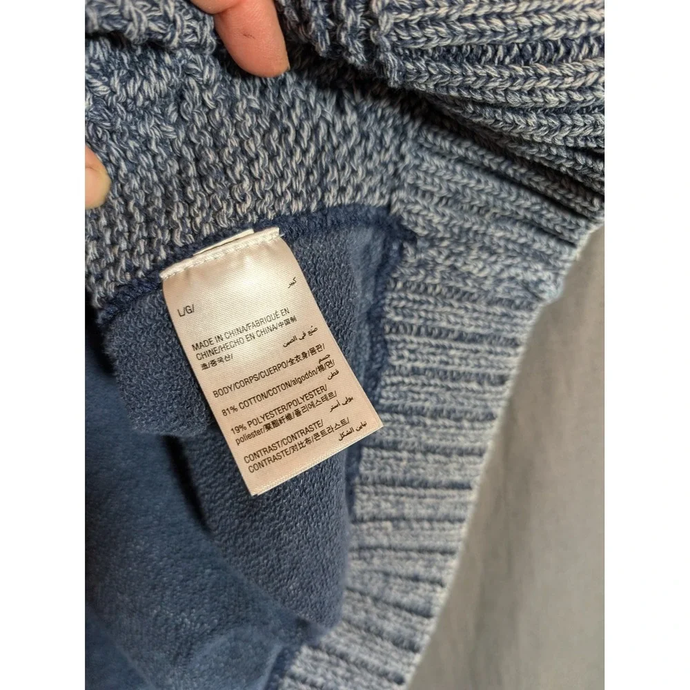 INC International Concepts Mens Blue Cable‎ Knit Hoodie Sweater Size L